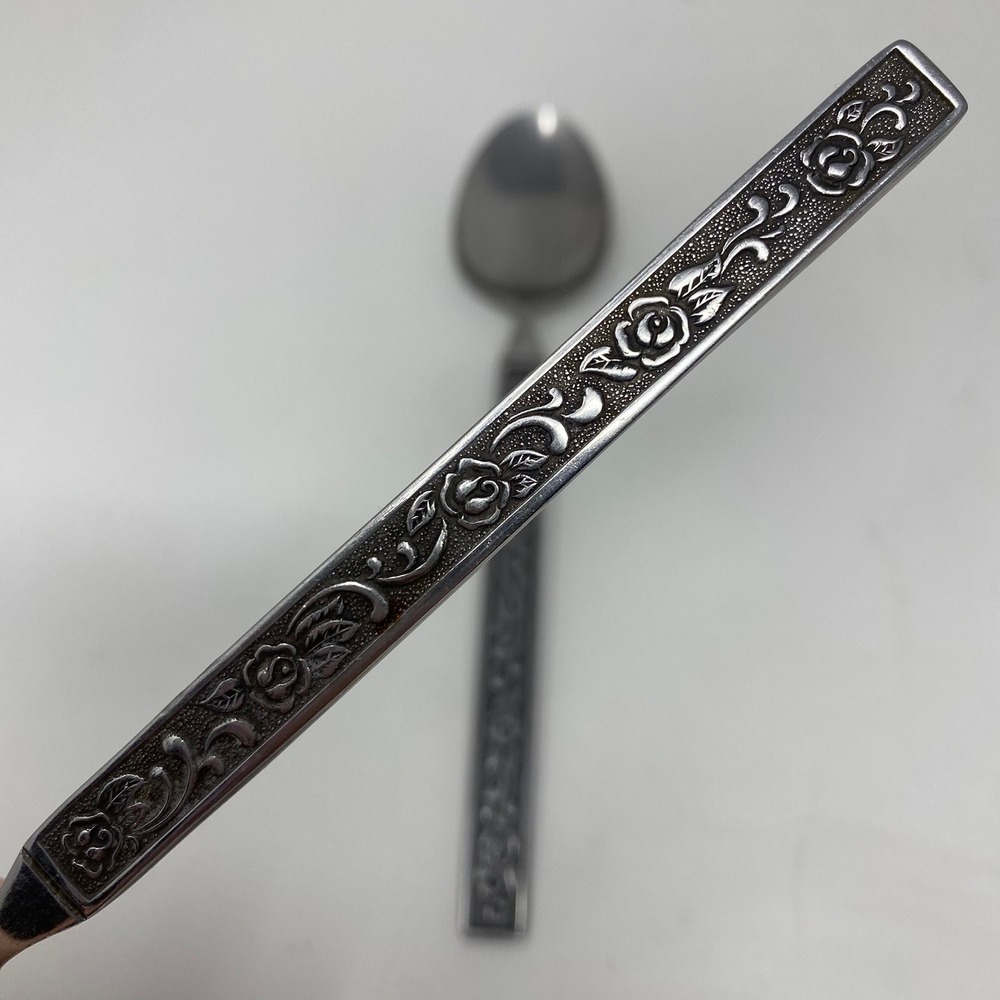 Vtg Nasco Stainless Davao flatware Rose Floral Stainless Steel Japan